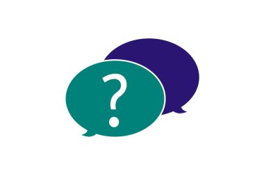 Zwei Cartoon-Sprechblasen, die eine mit einem Fragezeichen in sich